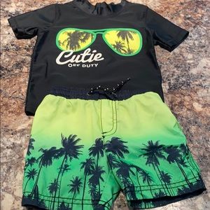 18 month Carter’s boys swim trunks and rash guard